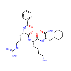 N=C(N)NCCC[C@H](NC(=O)c1ccccc1)C(=O)N[C@@H](CCCCN)C(=O)N[C@@H](CC1CCCCC1)C(N)=O ZINC000299819838