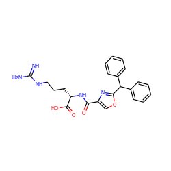 N=C(N)NCCC[C@H](NC(=O)c1coc(C(c2ccccc2)c2ccccc2)n1)C(=O)O ZINC000143836754