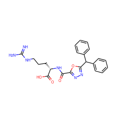 N=C(N)NCCC[C@H](NC(=O)c1nnc(C(c2ccccc2)c2ccccc2)o1)C(=O)O ZINC000299839332