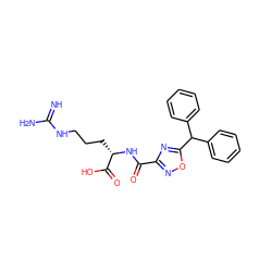 N=C(N)NCCC[C@H](NC(=O)c1noc(C(c2ccccc2)c2ccccc2)n1)C(=O)O ZINC000299838861