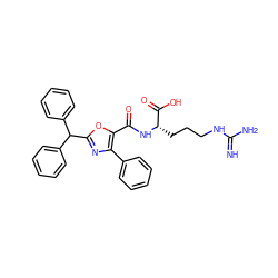 N=C(N)NCCC[C@H](NC(=O)c1oc(C(c2ccccc2)c2ccccc2)nc1-c1ccccc1)C(=O)O ZINC000299820869