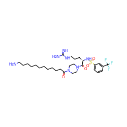 N=C(N)NCCC[C@H](NS(=O)(=O)c1cccc(C(F)(F)F)c1)C(=O)N1CCN(C(=O)CCCCCCCCCCCN)CC1 ZINC000028643936