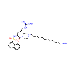 N=C(N)NCCC[C@H](NS(=O)(=O)c1cccc2ccccc12)C(=O)N1CCN(CCCCCCCCCCCCN)CC1 ZINC000028643933