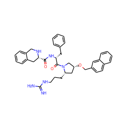 N=C(N)NCCC[C@H]1C[C@@H](OCc2ccc3ccccc3c2)CN1C(=O)[C@@H](Cc1ccccc1)NC(=O)[C@@H]1Cc2ccccc2CN1 ZINC000049942267