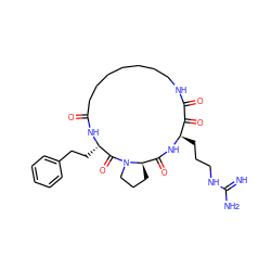 N=C(N)NCCC[C@H]1NC(=O)[C@H]2CCCN2C(=O)[C@H](CCc2ccccc2)NC(=O)CCCCCCCNC(=O)C1=O ZINC000026738655