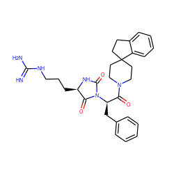 N=C(N)NCCC[C@H]1NC(=O)N([C@H](Cc2ccccc2)C(=O)N2CCC3(CCc4ccccc43)CC2)C1=O ZINC000026279490