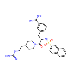 N=C(N)NCCC1CCN(C(=O)[C@H](Cc2cccc(C(=N)N)c2)NS(=O)(=O)c2ccc3ccccc3c2)CC1 ZINC000014210015