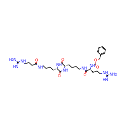 N=C(N)NCCCC(=O)NCCCC[C@@H]1NC(=O)[C@H](CCCCNC(=O)[C@H](CCCNC(=N)N)NC(=O)OCc2ccccc2)NC1=O ZINC000028339128