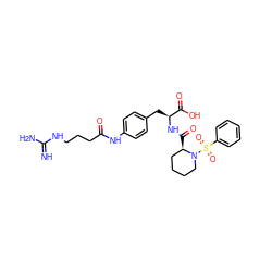 N=C(N)NCCCC(=O)Nc1ccc(C[C@H](NC(=O)[C@@H]2CCCCN2S(=O)(=O)c2ccccc2)C(=O)O)cc1 ZINC001772603431