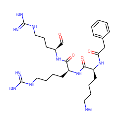 N=C(N)NCCCC[C@H](NC(=O)[C@H](CCCCN)NC(=O)Cc1ccccc1)C(=O)N[C@H](C=O)CCCNC(=N)N ZINC000044406309