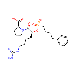 N=C(N)NCCCC[C@H](O[P@](=O)(O)CCCCc1ccccc1)C(=O)N1CCC[C@H]1C(=O)O ZINC000026250357