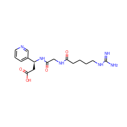 N=C(N)NCCCCC(=O)NCC(=O)N[C@@H](CC(=O)O)c1cccnc1 ZINC000003826713