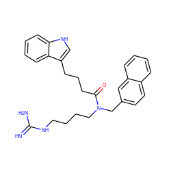 N=C(N)NCCCCN(Cc1ccc2ccccc2c1)C(=O)CCCc1c[nH]c2ccccc12 ZINC000028826238