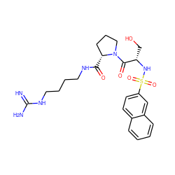 N=C(N)NCCCCNC(=O)[C@@H]1CCCN1C(=O)[C@H](CO)NS(=O)(=O)c1ccc2ccccc2c1 ZINC000013436161