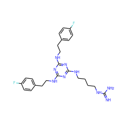 N=C(N)NCCCCNc1nc(NCCc2ccc(F)cc2)nc(NCCc2ccc(F)cc2)n1 ZINC000073198660