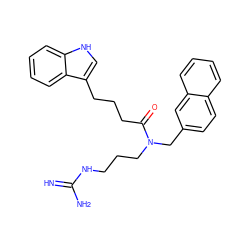 N=C(N)NCCCN(Cc1ccc2ccccc2c1)C(=O)CCCc1c[nH]c2ccccc12 ZINC000028826217