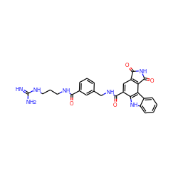 N=C(N)NCCCNC(=O)c1cccc(CNC(=O)c2cc3c(c4c2[nH]c2ccccc24)C(=O)NC3=O)c1 ZINC000064447820