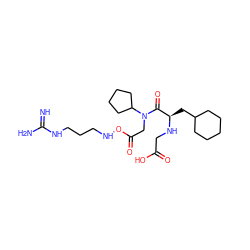 N=C(N)NCCCNOC(=O)CN(C(=O)[C@@H](CC1CCCCC1)NCC(=O)O)C1CCCC1 ZINC000034633569