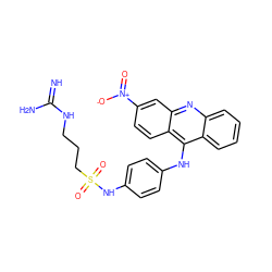 N=C(N)NCCCS(=O)(=O)Nc1ccc(Nc2c3ccccc3nc3cc([N+](=O)[O-])ccc23)cc1 ZINC000005007931