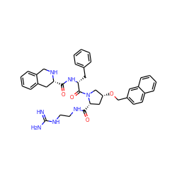 N=C(N)NCCNC(=O)[C@H]1C[C@@H](OCc2ccc3ccccc3c2)CN1C(=O)[C@@H](Cc1ccccc1)NC(=O)[C@@H]1Cc2ccccc2CN1 ZINC000049776359