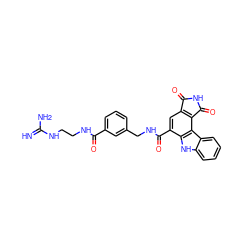 N=C(N)NCCNC(=O)c1cccc(CNC(=O)c2cc3c(c4c2[nH]c2ccccc24)C(=O)NC3=O)c1 ZINC000064448846