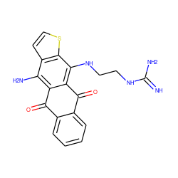 N=C(N)NCCNc1c2c(c(N)c3ccsc13)C(=O)c1ccccc1C2=O ZINC000299829138