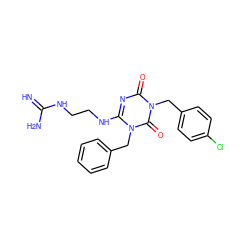 N=C(N)NCCNc1nc(=O)n(Cc2ccc(Cl)cc2)c(=O)n1Cc1ccccc1 ZINC000101272170