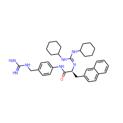 N=C(N)NCc1ccc(NC(=O)[C@H](Cc2ccc3ccccc3c2)N=C(NC2CCCCC2)NC2CCCCC2)cc1 ZINC000029563797