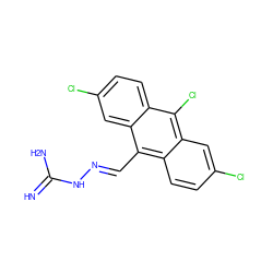 N=C(N)NN=Cc1c2ccc(Cl)cc2c(Cl)c2ccc(Cl)cc12 ZINC000299807366