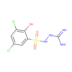 N=C(N)NNS(=O)(=O)c1cc(Cl)cc(Cl)c1O ZINC000013808167