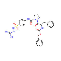 N=C(N)NNS(=O)(=O)c1ccc(NC(=O)[C@@H]2CCCN2C(=O)[C@H](Cc2ccccc2)NC(=O)OCc2ccccc2)cc1 ZINC000029483675