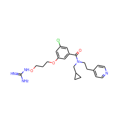 N=C(N)NOCCCOc1cc(Cl)cc(C(=O)N(CCc2ccncc2)CC2CC2)c1 ZINC000027205501