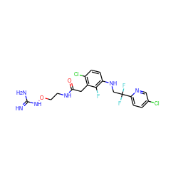 N=C(N)NOCCNC(=O)Cc1c(Cl)ccc(NCC(F)(F)c2ccc(Cl)cn2)c1F ZINC000006733346