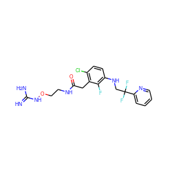 N=C(N)NOCCNC(=O)Cc1c(Cl)ccc(NCC(F)(F)c2ccccn2)c1F ZINC000028956106