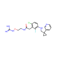 N=C(N)NOCCNC(=O)Cc1c(Cl)ccc(NCC2(c3cccnc3)CC2)c1F ZINC000028956124