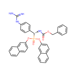 N=C(N)Nc1ccc([C@H](NC(=O)OCc2ccccc2)P(=O)(Oc2ccc3ccccc3c2)Oc2ccc3ccccc3c2)cc1 ZINC000034717876