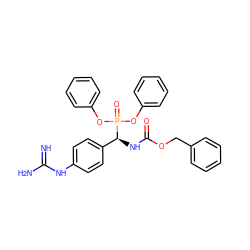 N=C(N)Nc1ccc([C@H](NC(=O)OCc2ccccc2)P(=O)(Oc2ccccc2)Oc2ccccc2)cc1 ZINC000034633586