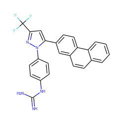 N=C(N)Nc1ccc(-n2nc(C(F)(F)F)cc2-c2ccc3c(ccc4ccccc43)c2)cc1 ZINC000003960084