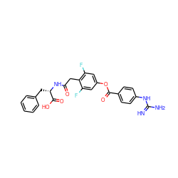 N=C(N)Nc1ccc(C(=O)Oc2cc(F)c(CC(=O)N[C@@H](Cc3ccccc3)C(=O)O)c(F)c2)cc1 ZINC001772593932