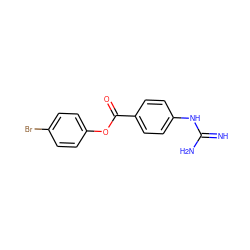 N=C(N)Nc1ccc(C(=O)Oc2ccc(Br)cc2)cc1 ZINC000027561020