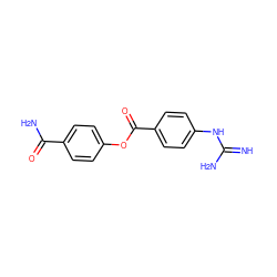 N=C(N)Nc1ccc(C(=O)Oc2ccc(C(N)=O)cc2)cc1 ZINC000039341804