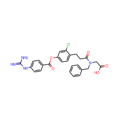 N=C(N)Nc1ccc(C(=O)Oc2ccc(CCC(=O)N(CC(=O)O)Cc3ccccc3)c(Cl)c2)cc1 ZINC001772629126