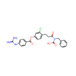 N=C(N)Nc1ccc(C(=O)Oc2ccc(CCC(=O)N(Cc3ccccc3)C(=O)O)c(Cl)c2)cc1 ZINC001772623437