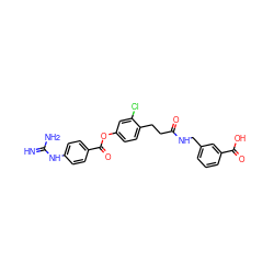 N=C(N)Nc1ccc(C(=O)Oc2ccc(CCC(=O)NCc3cccc(C(=O)O)c3)c(Cl)c2)cc1 ZINC001772579698