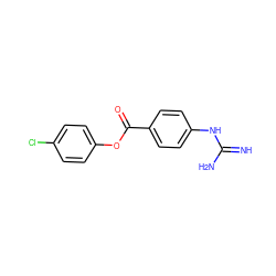 N=C(N)Nc1ccc(C(=O)Oc2ccc(Cl)cc2)cc1 ZINC000027563143