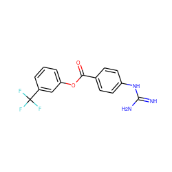 N=C(N)Nc1ccc(C(=O)Oc2cccc(C(F)(F)F)c2)cc1 ZINC000027560193