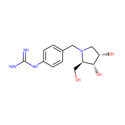 N=C(N)Nc1ccc(CN2C[C@H](O)[C@H](O)[C@H]2CO)cc1 ZINC000040979452