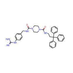 N=C(N)Nc1ccc(CNC(=O)N2CCN(C(=O)NCCC(c3ccccc3)(c3ccccc3)c3ccccc3)CC2)cc1 ZINC000026389465