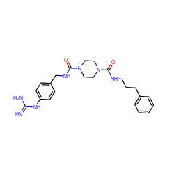 N=C(N)Nc1ccc(CNC(=O)N2CCN(C(=O)NCCCc3ccccc3)CC2)cc1 ZINC000026397757