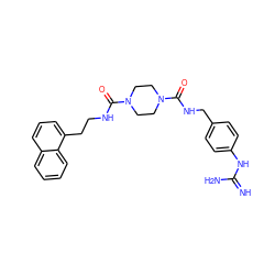 N=C(N)Nc1ccc(CNC(=O)N2CCN(C(=O)NCCc3cccc4ccccc34)CC2)cc1 ZINC000026384358